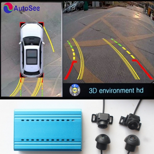 AutoSee 30 kinds of car model, 3D 360 degree Car birds eye SVM surround view camera 4 way DVR 1080P, with alive steering parking line